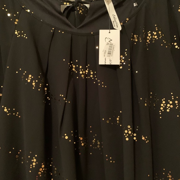 Black Chiffon Plus Blouse with sparkly gold details - Picture 4 of 8